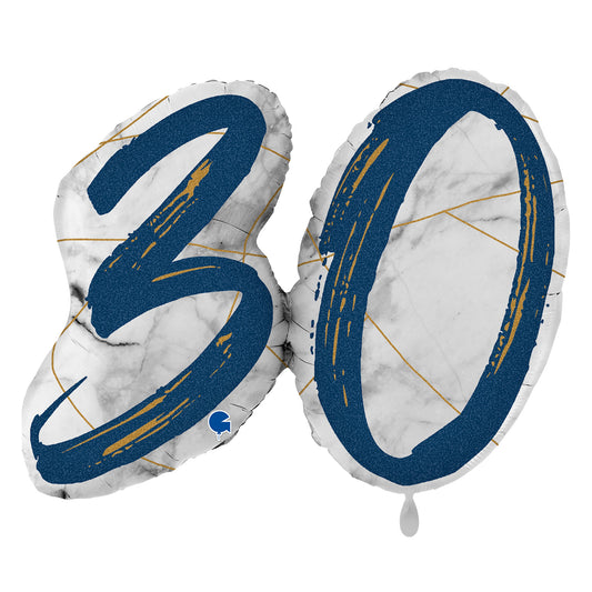1 Ballon XL – Chiffres Marbrés 30 Bleus