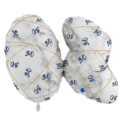 1 Ballon XL - Marble Mate Cijfer 30 Blauw