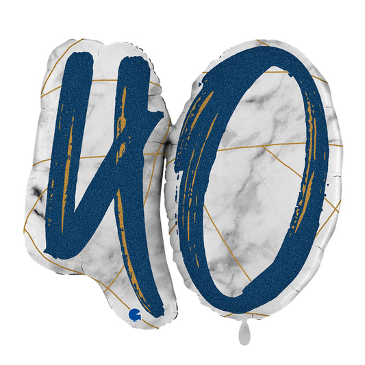 1 Ballon XL - Marble Mate Numbers 40 Bleu