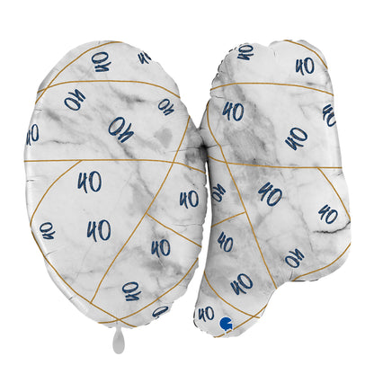 1 Ballon XL - Marble Mate Cijfers 40 Blauw