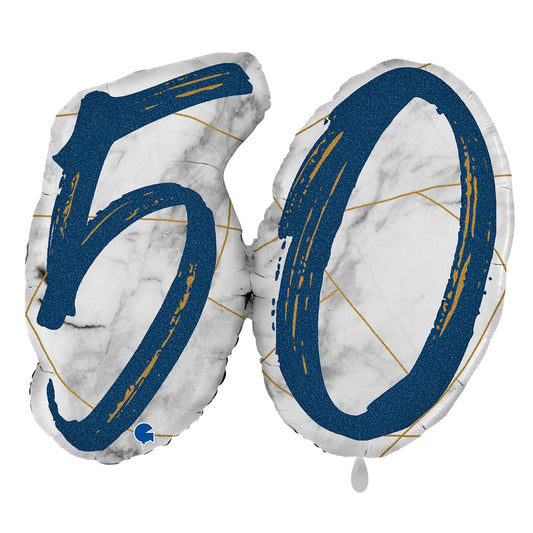 1 Ballon XL - Marble Mate Chiffres 50 Bleu