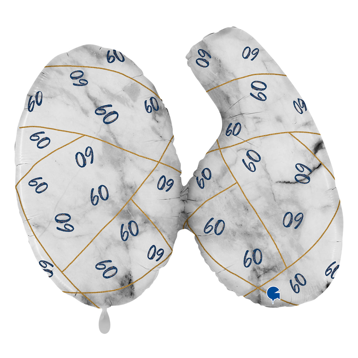 1 Ballon XL - Marble Mate Cijfers 60 Blauw