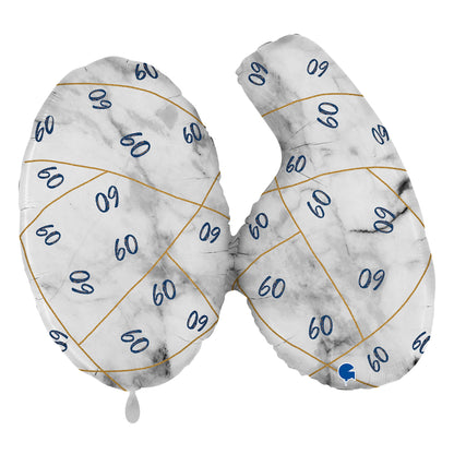 1 Ballon XL - Marble Mate Cijfers 60 Blauw