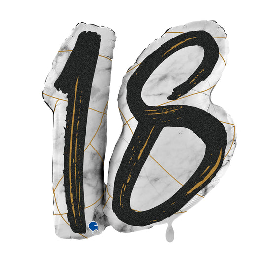 1 Ballon XL - Marble Mate Chiffres 18 Noir
