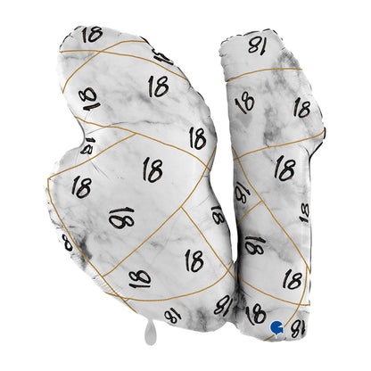 1 Ballon XL - Marble Mate Chiffres 18 Noir