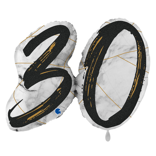 1 ballon XL - Chiffres marbrés 30 noir