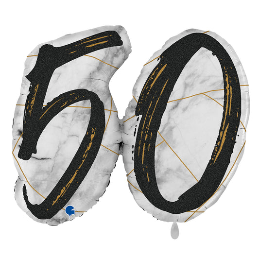 1 Ballon XL - Marble Mate Chiffres 50 Noir