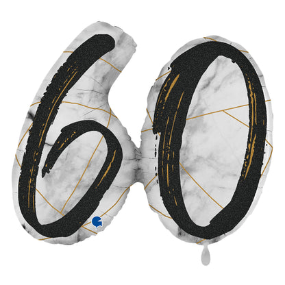 1 Ballon XL - Marble Mate Chiffres 60 Noir