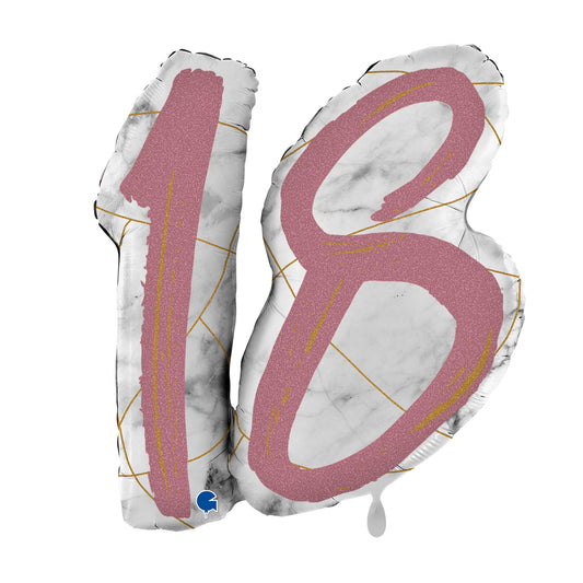 1 Ballon XL - Chiffres effet marbre 18 Or rose