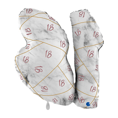 1 Ballon XL - Chiffres effet marbre 18 Or rose