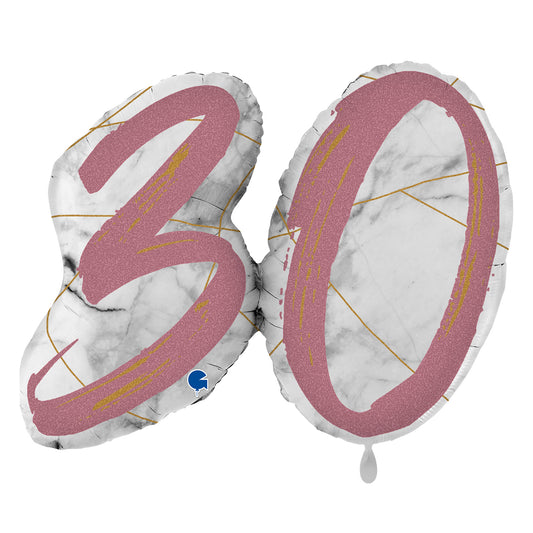 1 Ballon XL - Chiffres marbrés 30 Or Rose