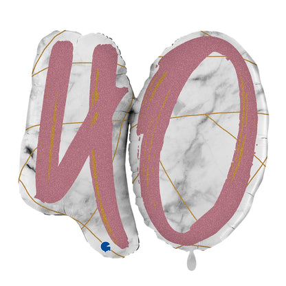 1 Ballon XL - Chiffres 40 Or Rosé Marbré