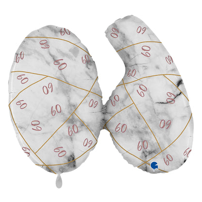 1 Ballon XL - Marble Mate Chiffres 60 Or Rose