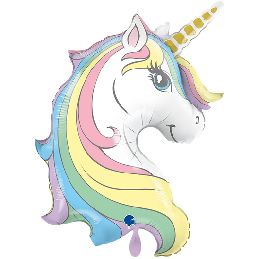 1 Ballon XXL - Tête de Licorne Macaron