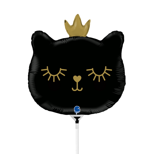 10 Miniballonnen Luchtgevuld - Kat Prinses - Zwart (Onverpakt)