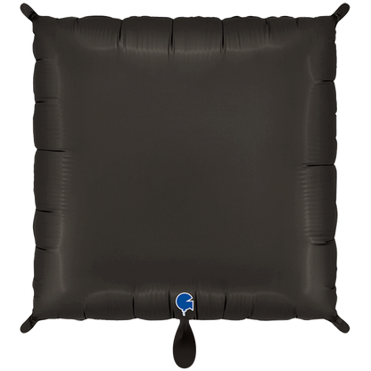 1 Ballon - Déco-Bicolore Carrés - Satin Fumé Noir & Platine Champagne