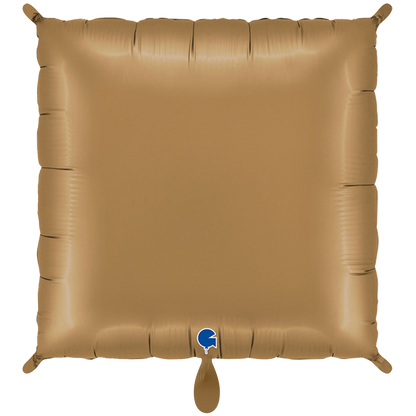 1 Ballon - Déco-Bicolore Carrés - Satin Fumé Noir & Platine Champagne