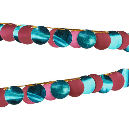 1 guirlande - cercles - turquoise/bourgogne