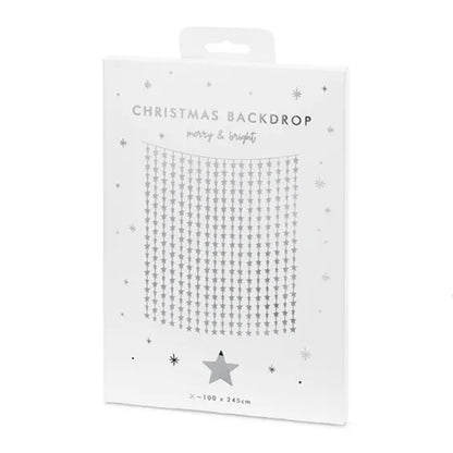 1 Glittergordijn - 2,5m - Silver Stars