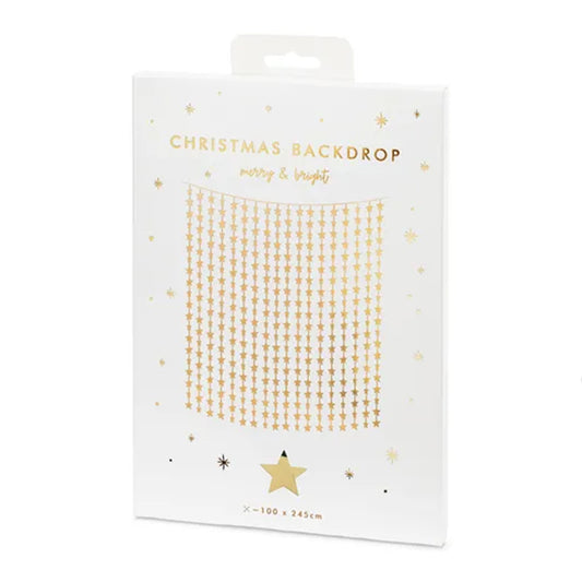 1 Glittergordijn - 2,5m - Gouden Sterren