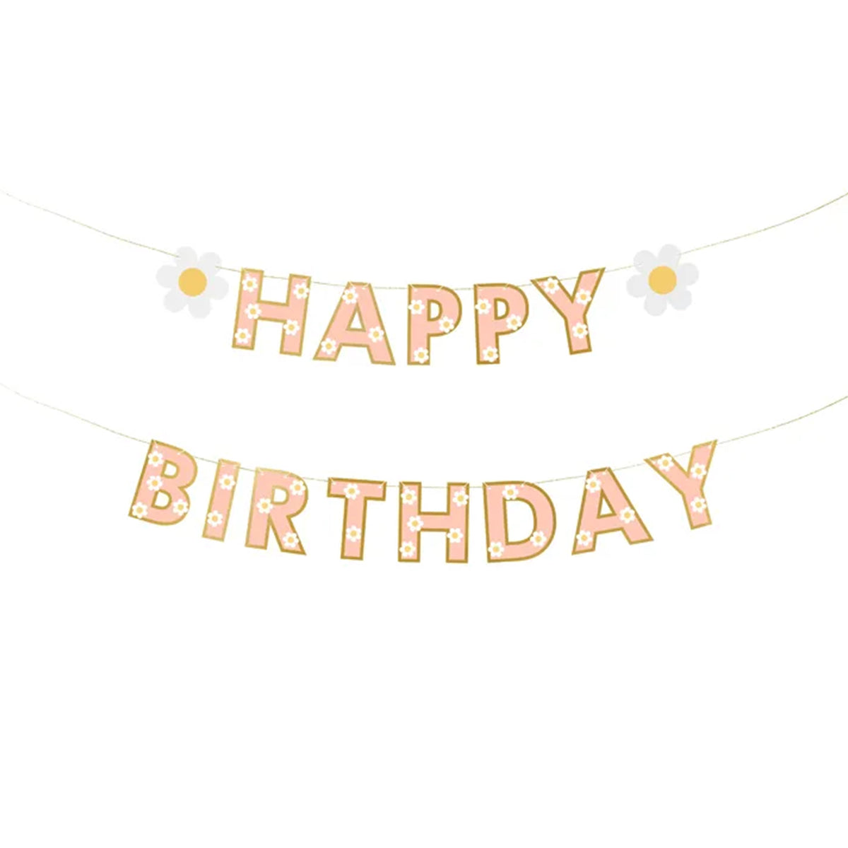 1 guirlande de bannière - Joyeux Anniversaire Fleurs
