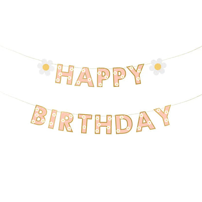 1 guirlande de bannière - Joyeux Anniversaire Fleurs