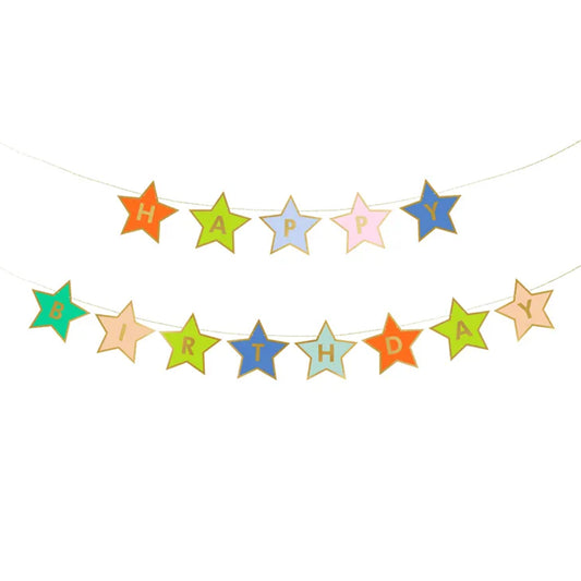 1 Banner-Girlande - Happy Birthday Sterne