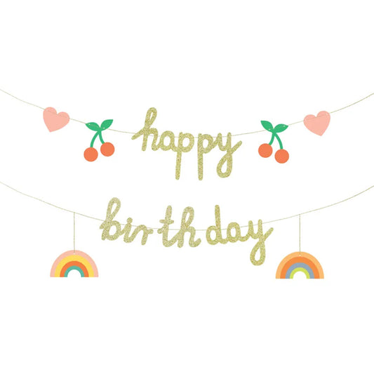 1 Bannerguirlande - Happy Birthday Kers & Regenboog