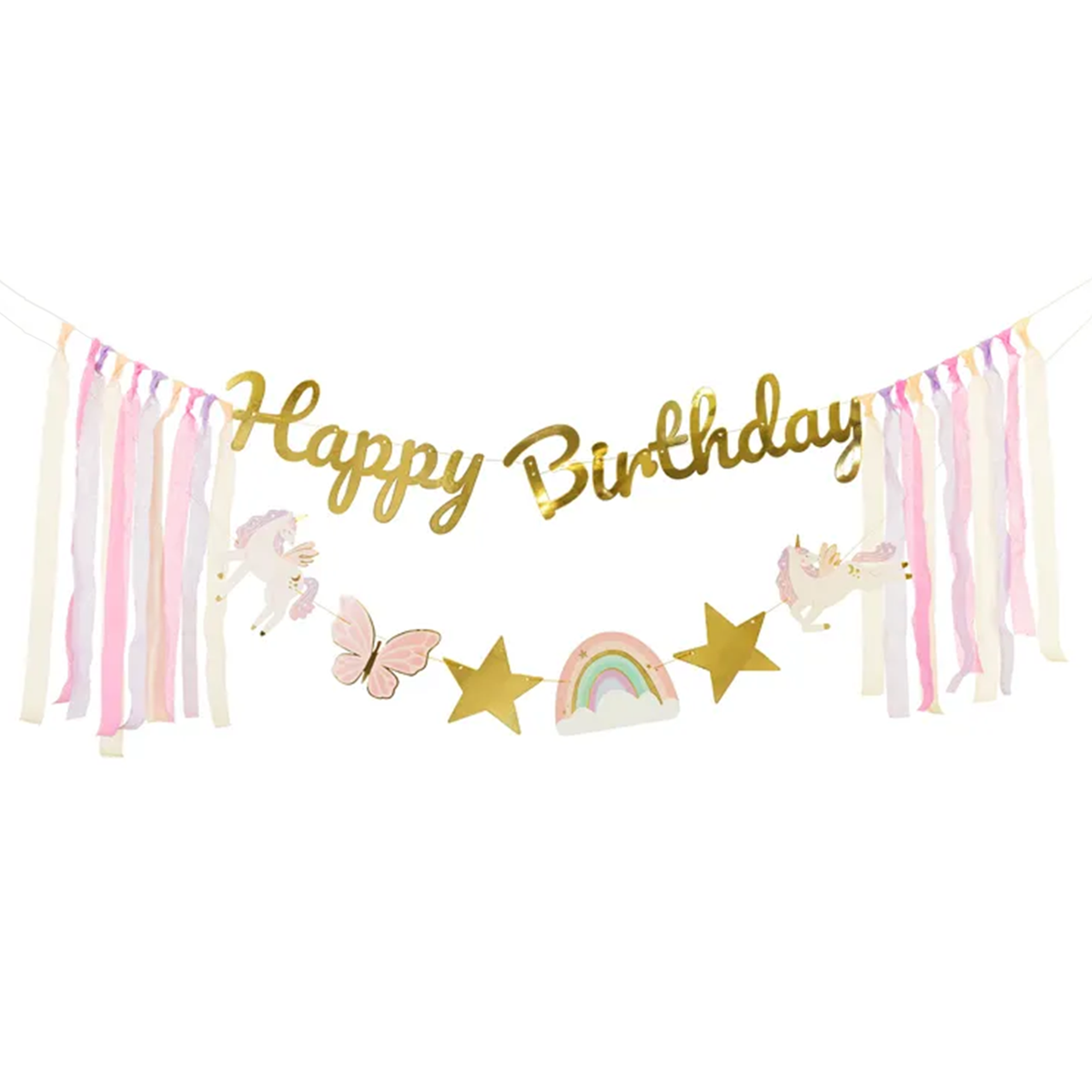 1 Banner-Girlande - Happy Birthday Einhorn