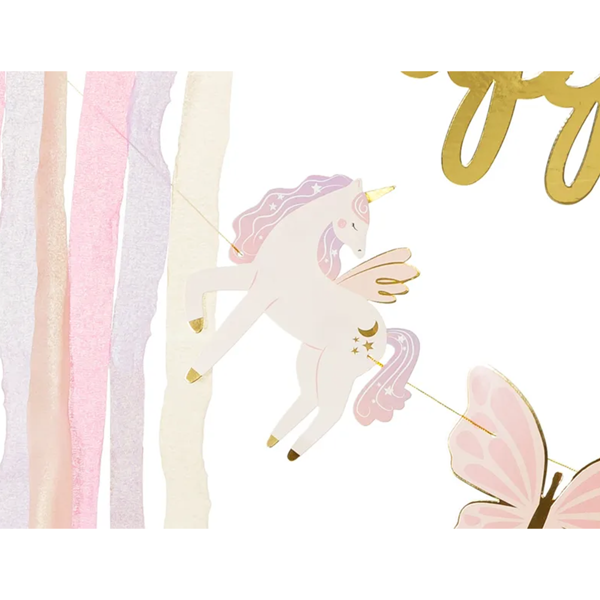 1 Banner-Girlande - Happy Birthday Einhorn