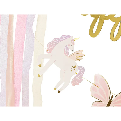 1 Banner-Girlande - Happy Birthday Einhorn