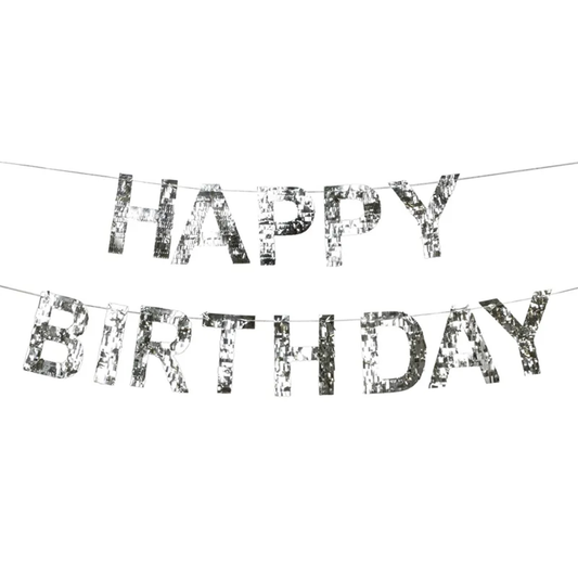 1 Banner-slingerslinger - Happy Birthday - Zilver