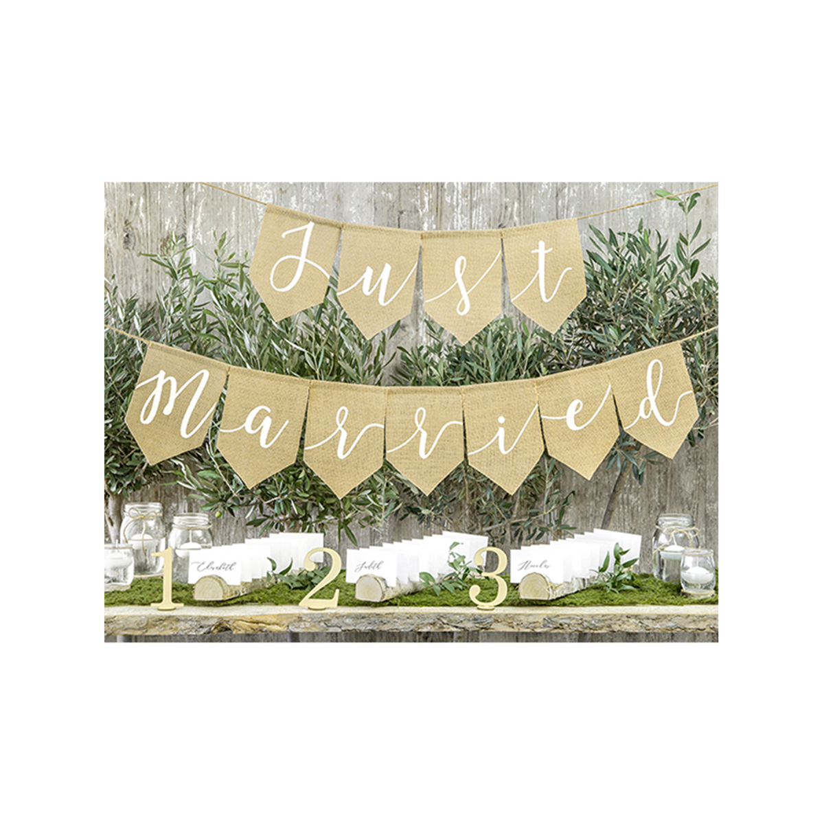 1 guirlande de bannière en lin - Just Married