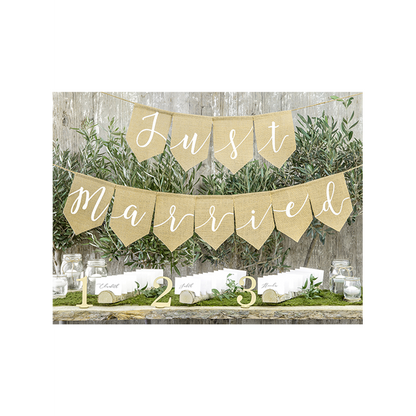 1 guirlande de bannière en lin - Just Married