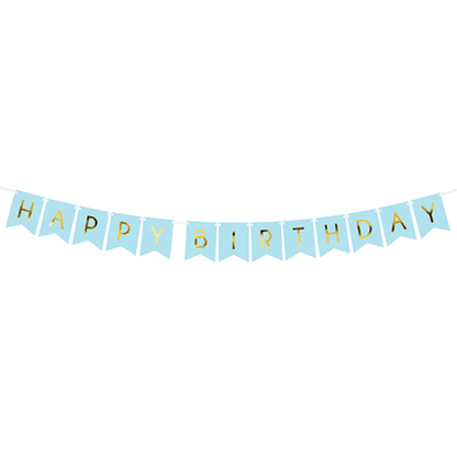 1 Banner slinger - Happy Birthday - Lichtblauw