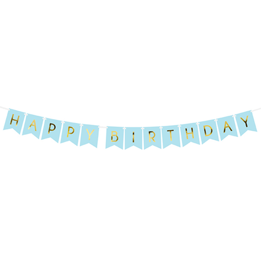 1 Banner slinger - Happy Birthday - Lichtblauw