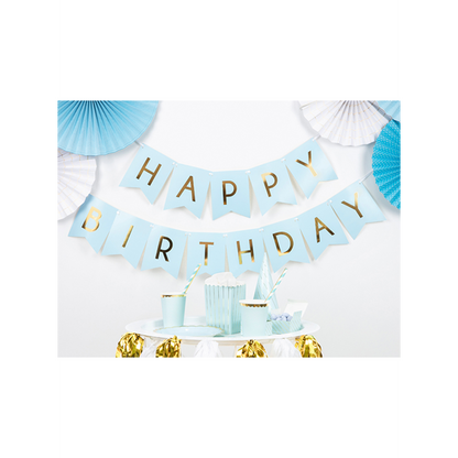 1 Banner slinger - Happy Birthday - Lichtblauw