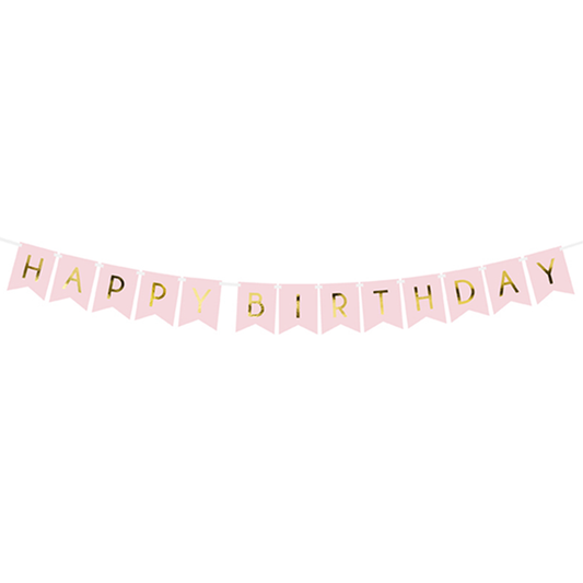 1 Guirlande de banderoles - Joyeux Anniversaire - Rose
