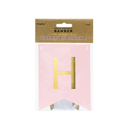 1 Guirlande de banderoles - Joyeux Anniversaire - Rose