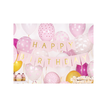 1 Guirlande de banderoles - Joyeux Anniversaire - Rose