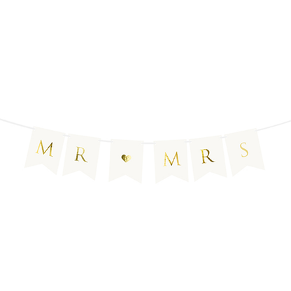 1 Guirlande de fanions - Mr & Mrs - Blanc
