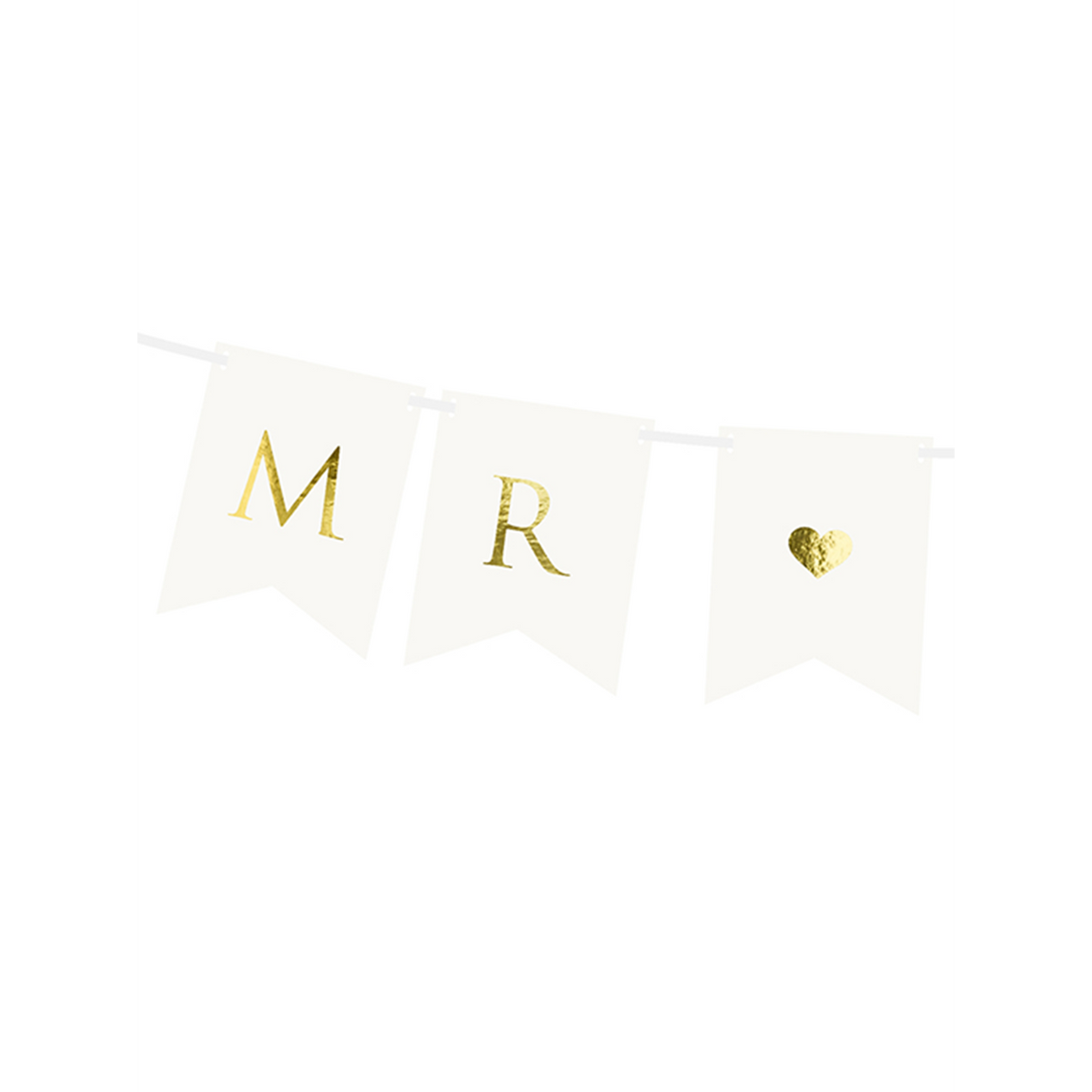 1 Guirlande de fanions - Mr & Mrs - Blanc