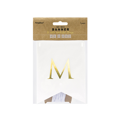 1 Guirlande de fanions - Mr & Mrs - Blanc