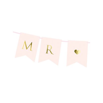 1 Banner slinger - Mr & Mrs - Roze