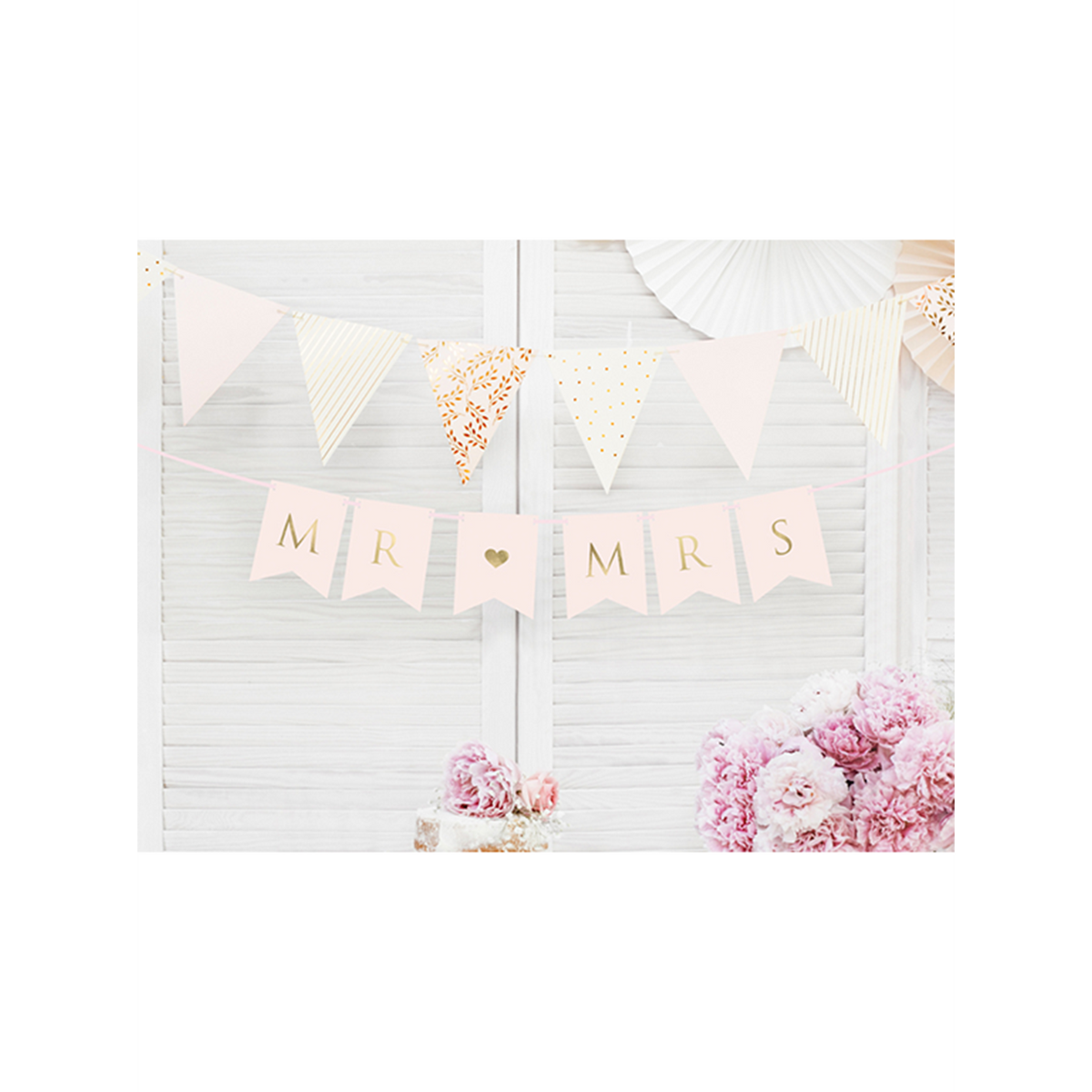1 Banner slinger - Mr & Mrs - Roze