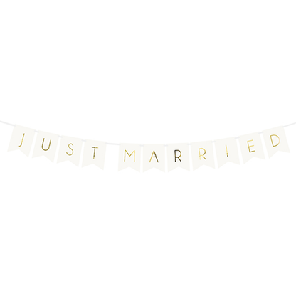 1 Banner-Girlande - Just Married - Wit