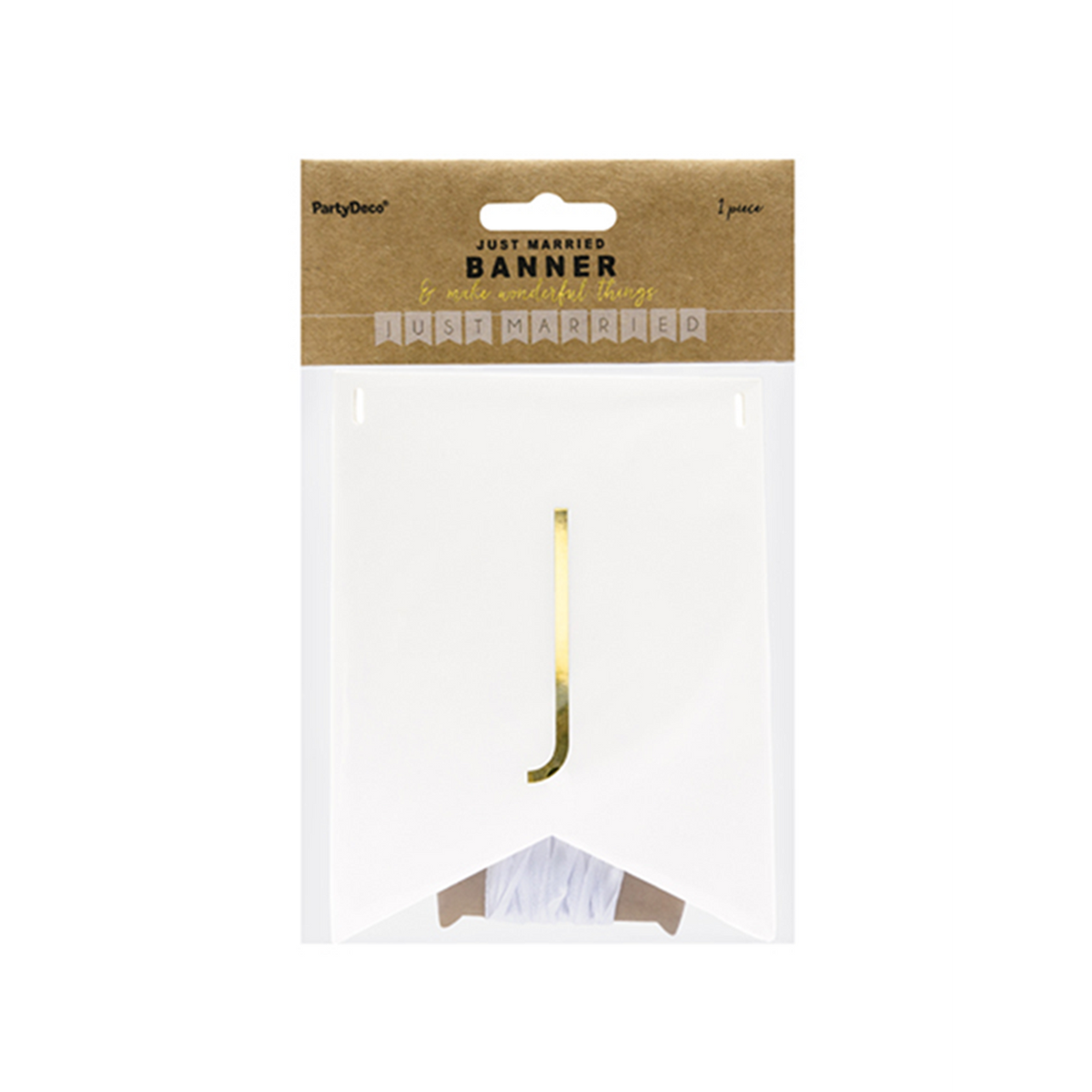 1 Banner-Girlande - Just Married - Wit
