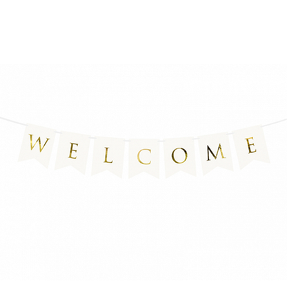 1 Guirlande de banderoles - Welcome - Blanc