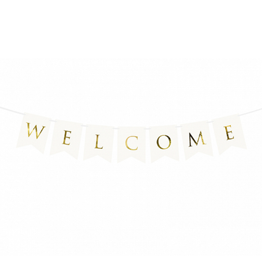 1 Guirlande de banderoles - Welcome - Blanc