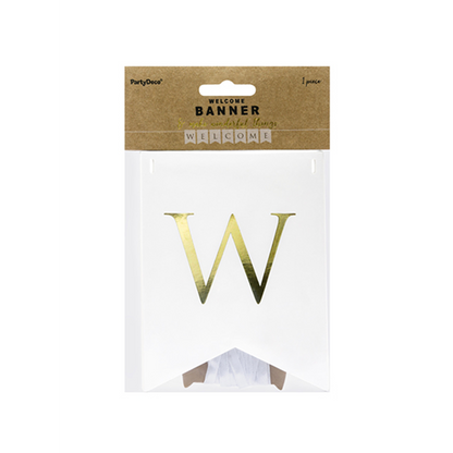 1 Guirlande de banderoles - Welcome - Blanc